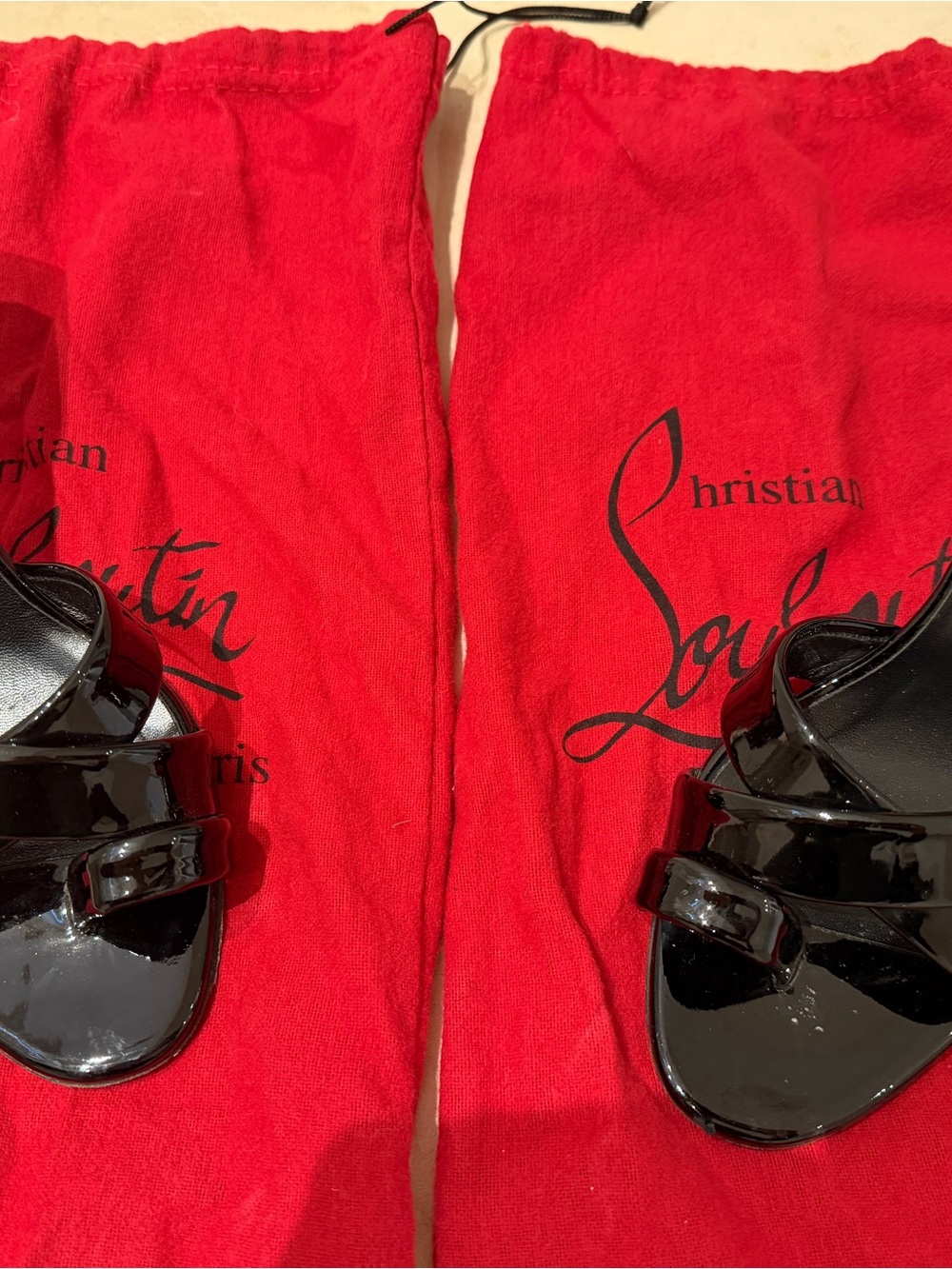 Christian Louboutin Black Patent Leather Sandals